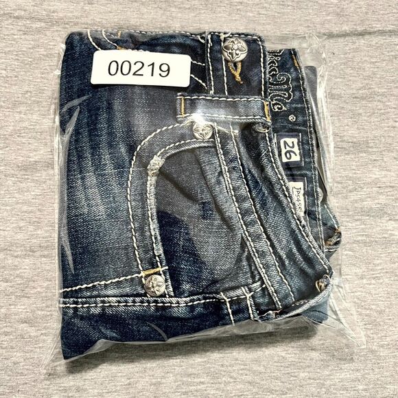 Miss Me Women Jeans 26x22 Blue Low-Rise Fleur-de-Lis Pockets Stretch Denim Capri - Picture 11 of 11